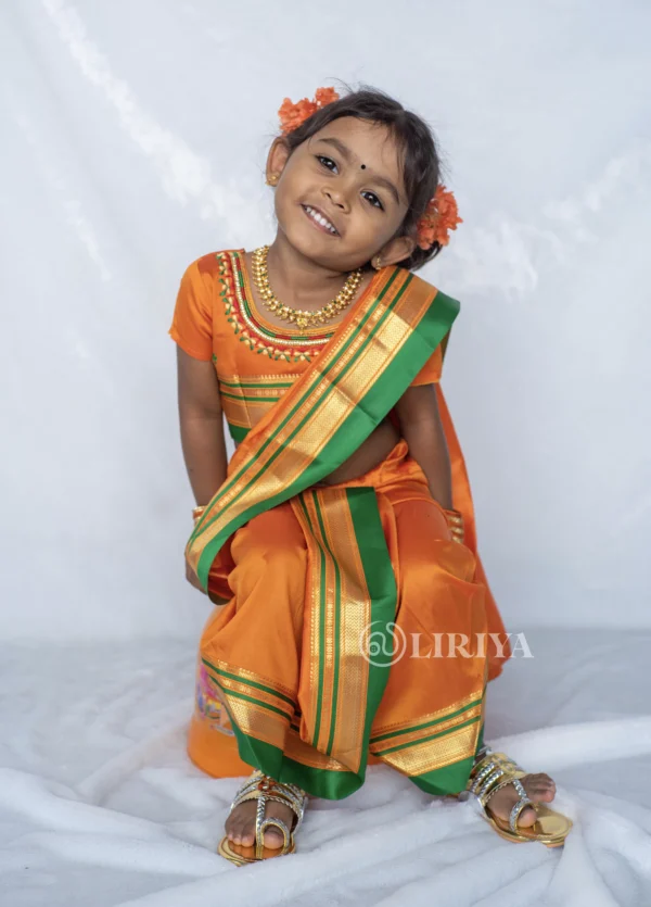 Kids Saree Saffron