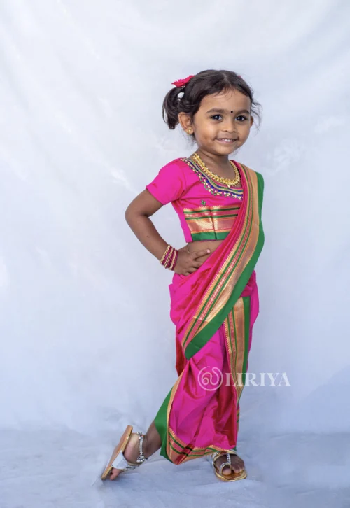 43% OFF on Sareegalaxy Pink Faux Georgette Kids Wear Saree With Blouse on  Snapdeal | PaisaWapas.com